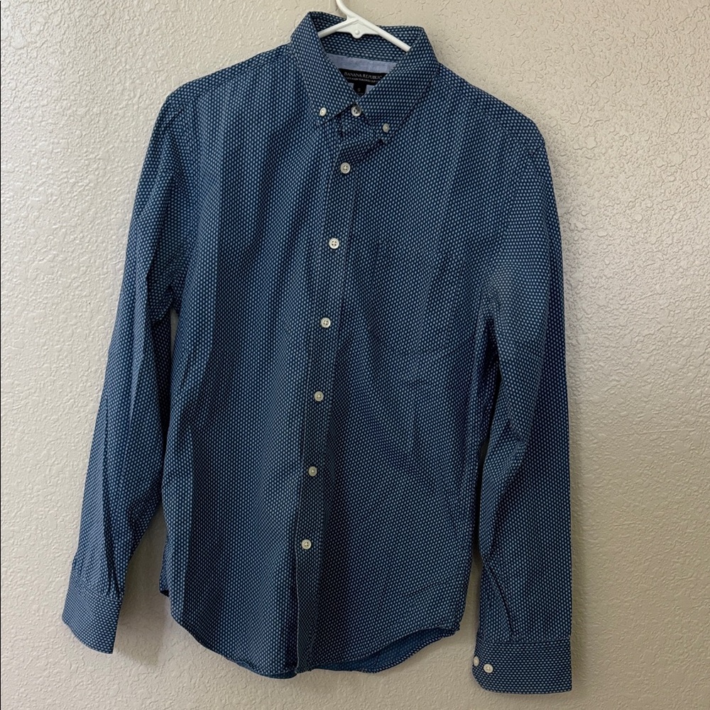 Banana Republic Navy Polka Dot Button-Down Shirt